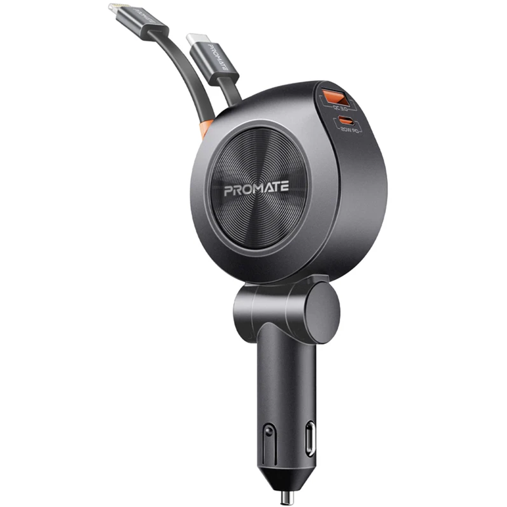 Promate DriveGear-R2 88W Multi-Port Car Charger with Dual Retractable USB-C Cables Promate DriveGear-R2 88W Multi-Port Car Charger with Dual Retractable USB-C Cables